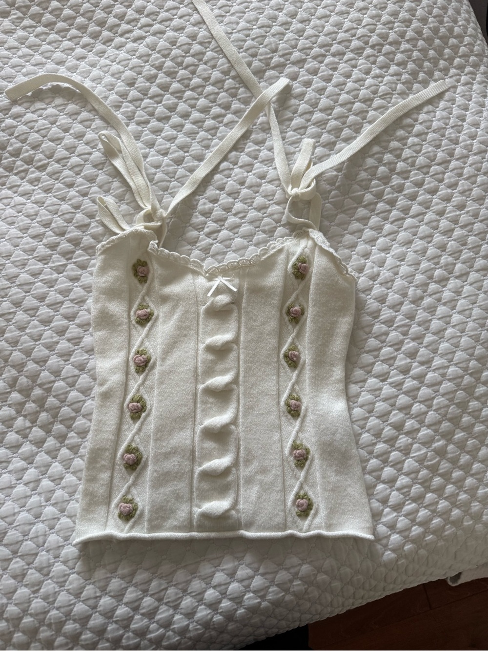 Kimchi Blue Ivory Floral Embroidered Knit Cami